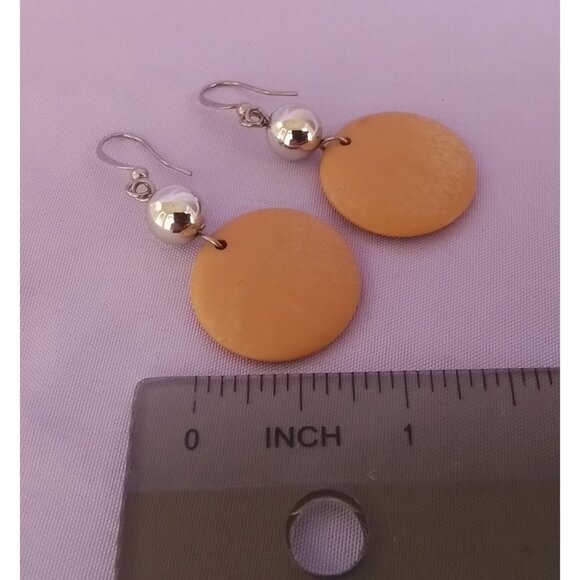 Vintage Disc Earrings With Silver Tone Beads Art Deco - Picture 3 of 4